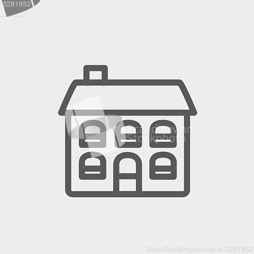 Image of Retro flat house thin line icon