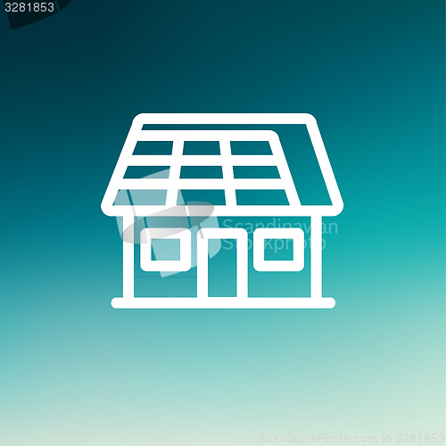 Image of House with solar panel thin line icon