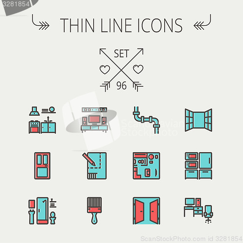 Image of Construction thin line icon set