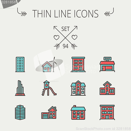 Image of Construction thin line icon set