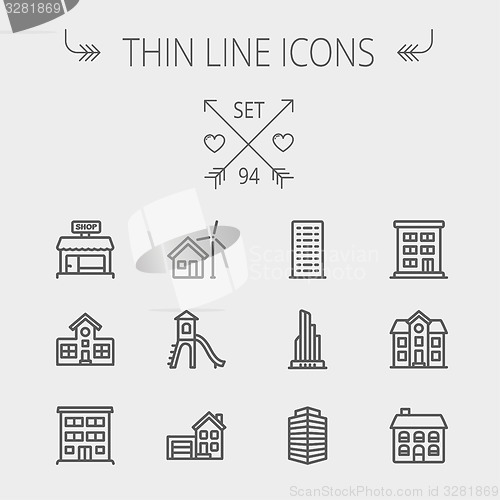 Image of Construction thin line icon set