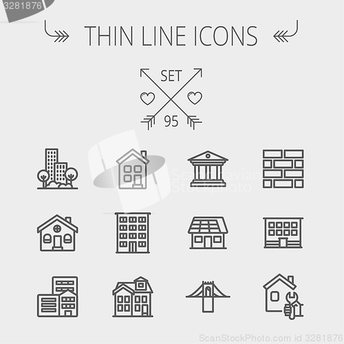 Image of Construction thin line icon set