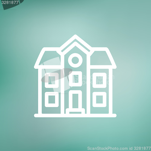 Image of Two storey house building thin line icon