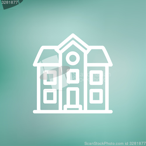 Image of Two storey house building thin line icon