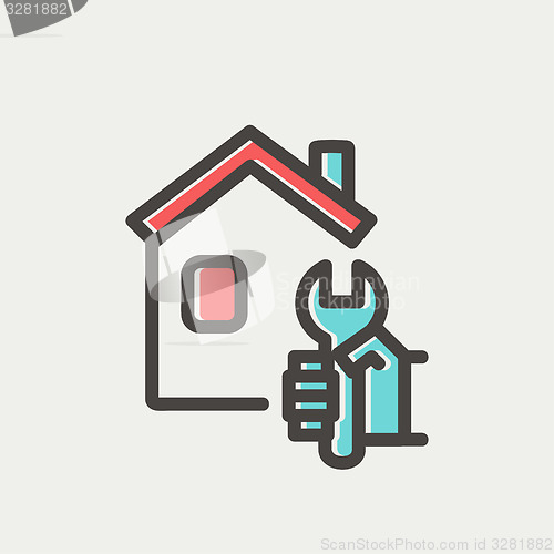 Image of House repair thin line icon