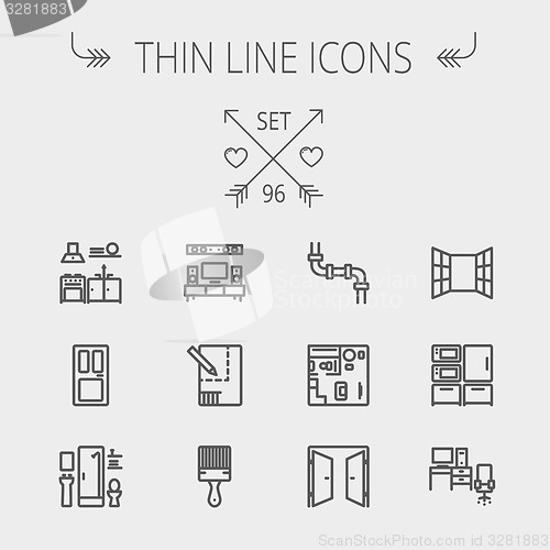 Image of Construction thin line icon set