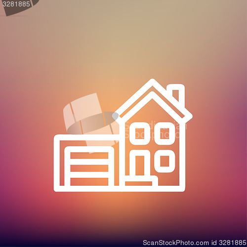 Image of Home and garage thin line icon