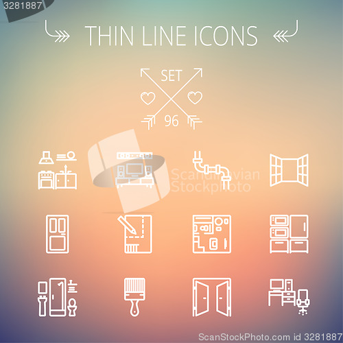 Image of Construction thin line icon set