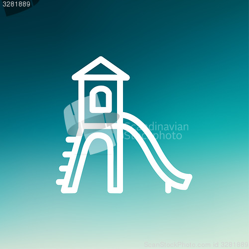Image of Playhouse with slide thin line icon