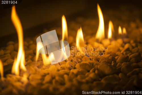 Image of Closeup of fire flames in a chimney