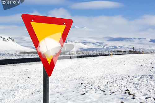 Image of Traffic sign at the road