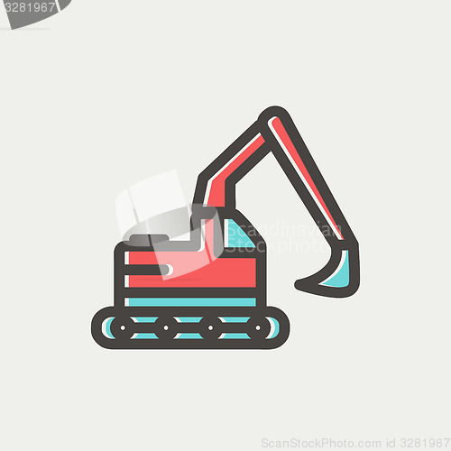 Image of Hydraulic excavator truck thin line icon