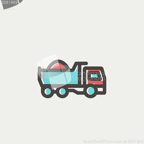 Image of Dump truck thin line icon