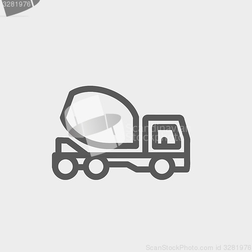 Image of Concrete mixer truck thin line icon