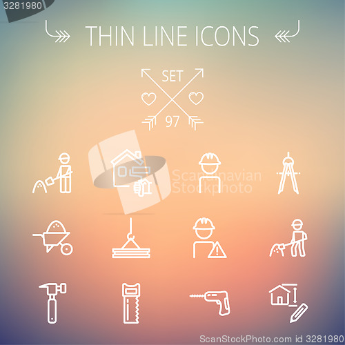 Image of Construction thin line icon set