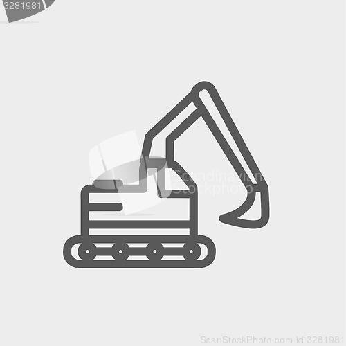 Image of Hydraulic excavator truck thin line icon