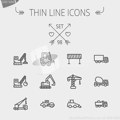 Image of Construction thin line icon set