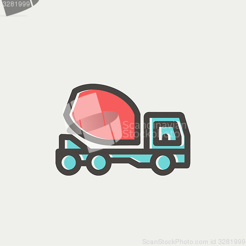 Image of Concrete mixer truck thin line icon