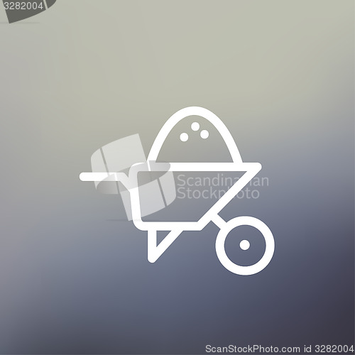 Image of Wheelbarrow full of sand  thin line icon