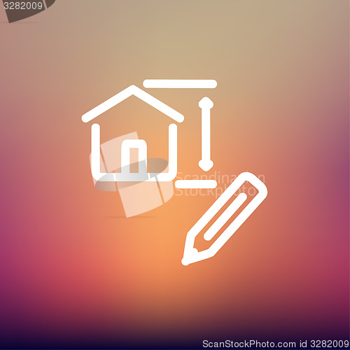 Image of House sketch and pencil thin line icon