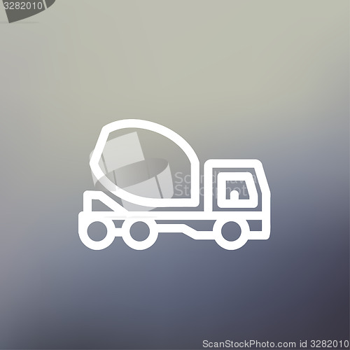 Image of Concrete mixer truck thin line icon