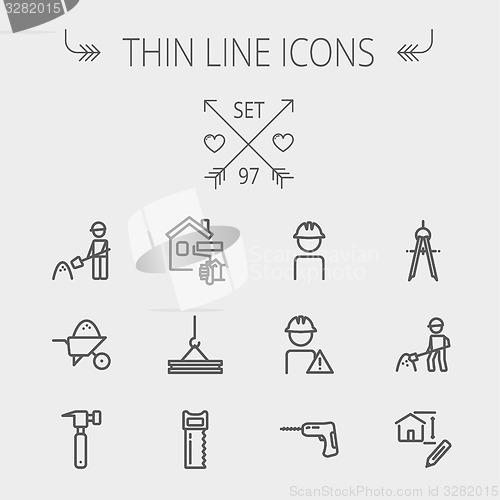 Image of Construction thin line icon set