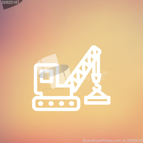 Image of Lifting crane trailer thin line icon