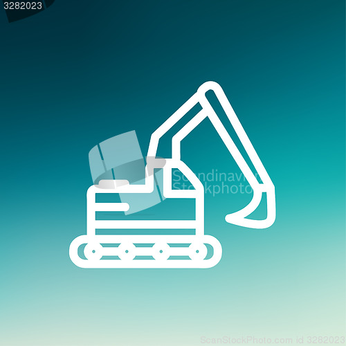 Image of Hydraulic excavator truck thin line icon