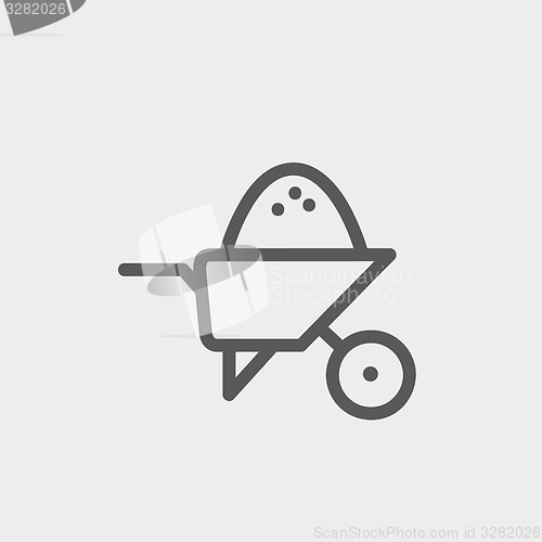 Image of Wheelbarrow full of sand  thin line icon