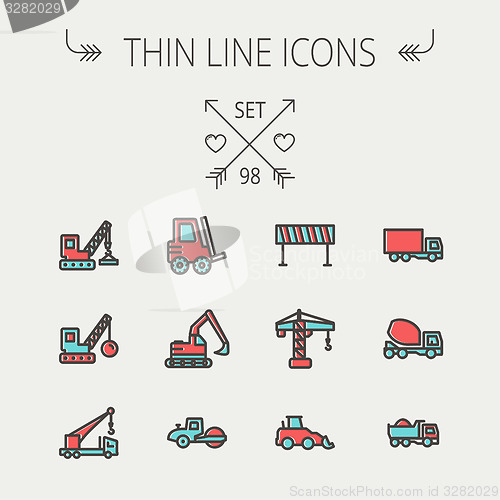 Image of Construction thin line icon set