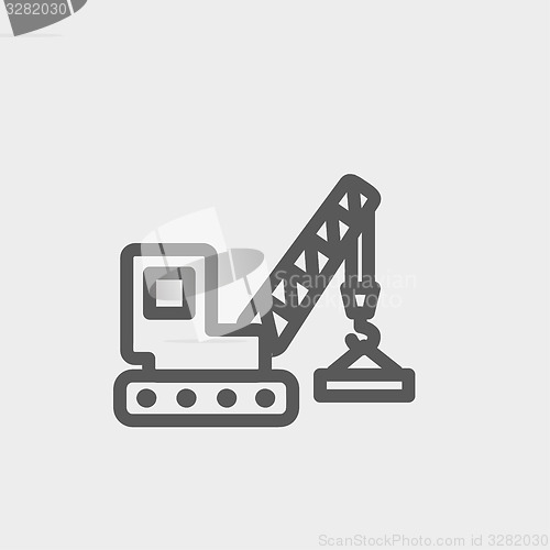 Image of Lifting crane trailer thin line icon