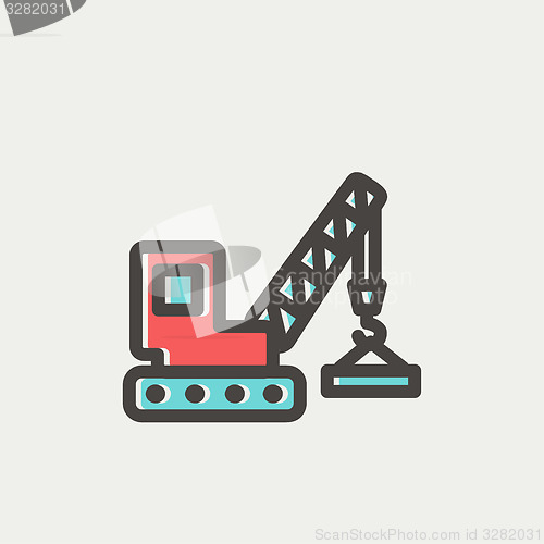 Image of Lifting crane trailer thin line icon