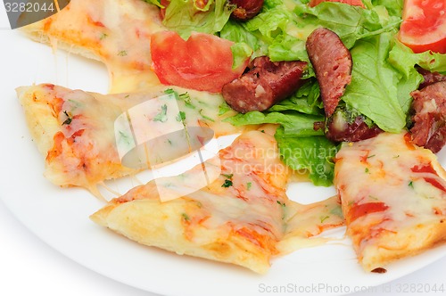 Image of Pizza slices and salad