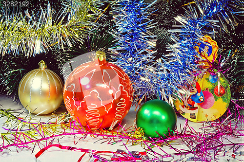 Image of Beautiful decorations for the Christmas tree