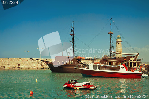 Image of Views of the port and the lighthouse, the town of Rethymno, Cret