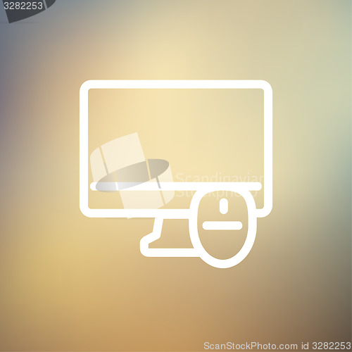 Image of Monitor and computer mouse thin line icon