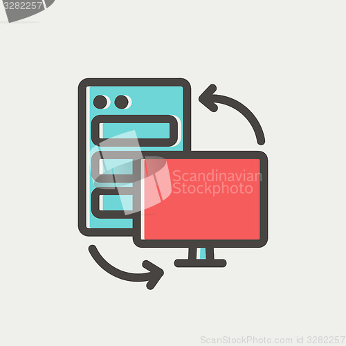 Image of Personal computer set. CPU Central processing unit thin line icon