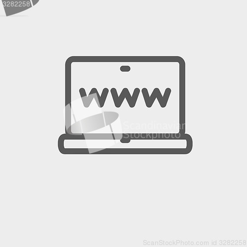 Image of Website in laptop screen thin line icon