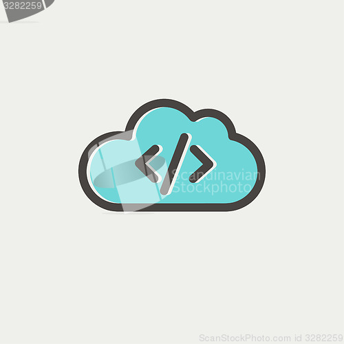 Image of Transferring files cloud apps thin line icon