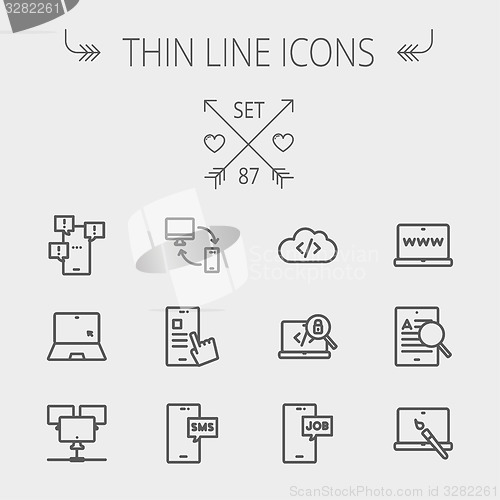 Image of Technology thin line icon set