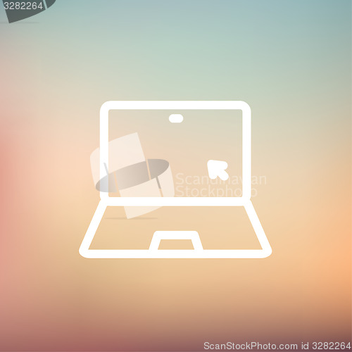 Image of Laptop and cursor thin line icon