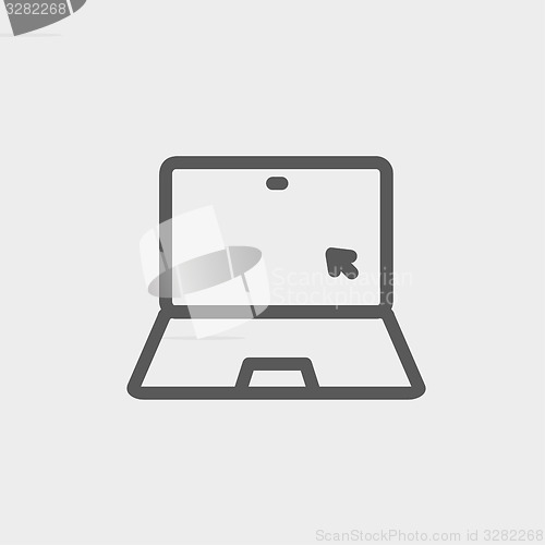Image of Laptop and cursor thin line icon