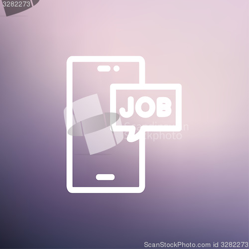 Image of Smartphone with word job in a box thin line icon