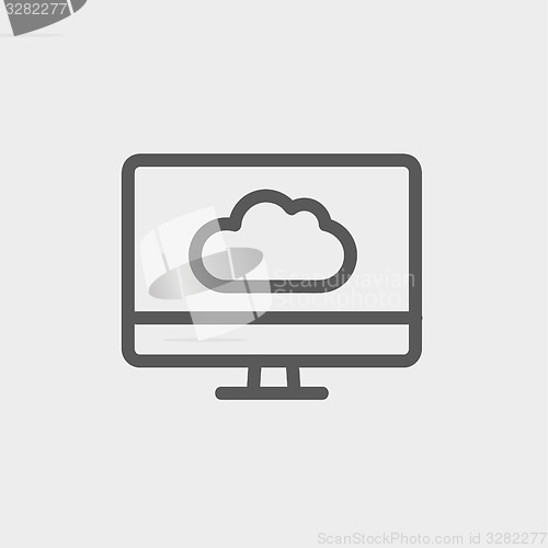 Image of Cloud computing thin line icon