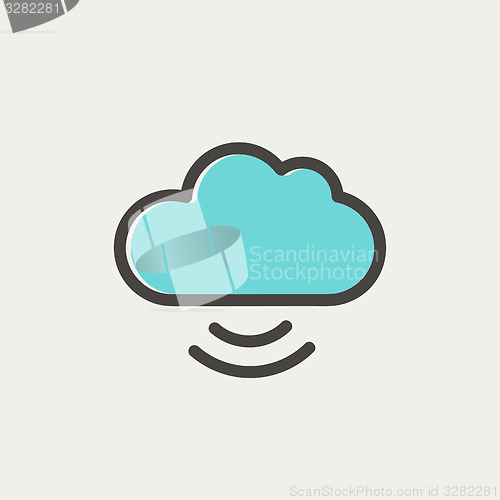 Image of Cloud computing thin line icon