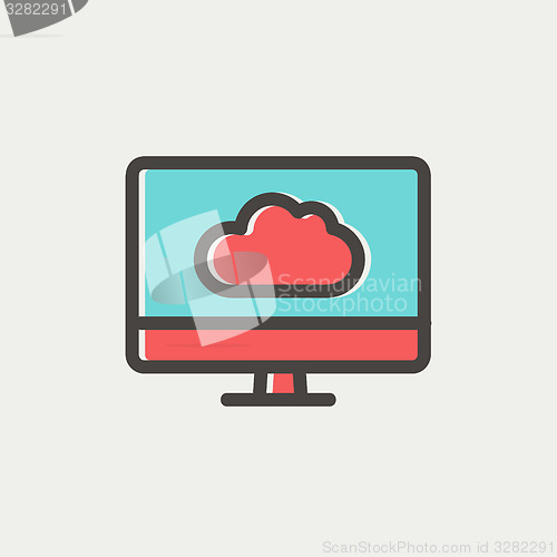 Image of Cloud computing thin line icon