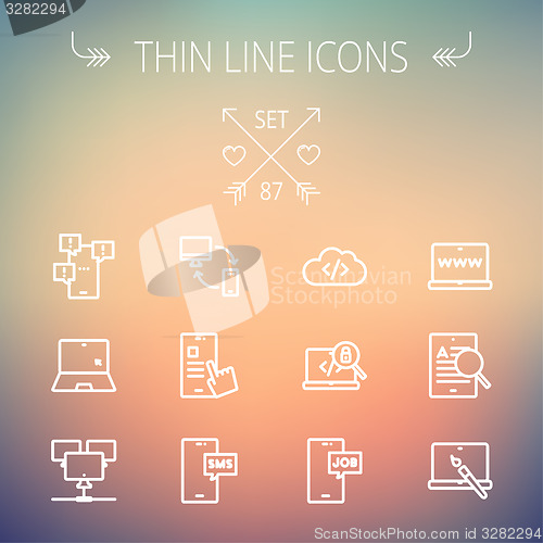Image of  Technology thin line icon set.