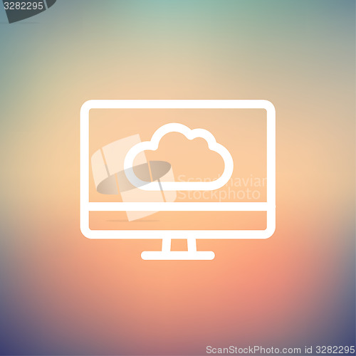 Image of Cloud computing thin line icon