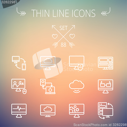 Image of Technology thin line icon set