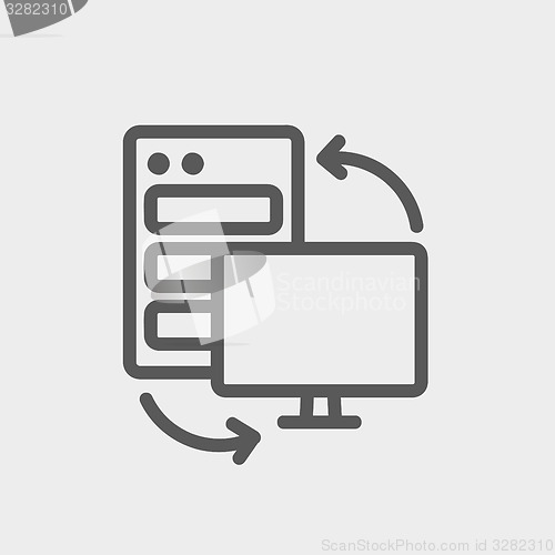 Image of Personal computer set. CPU Central processing unit thin line icon